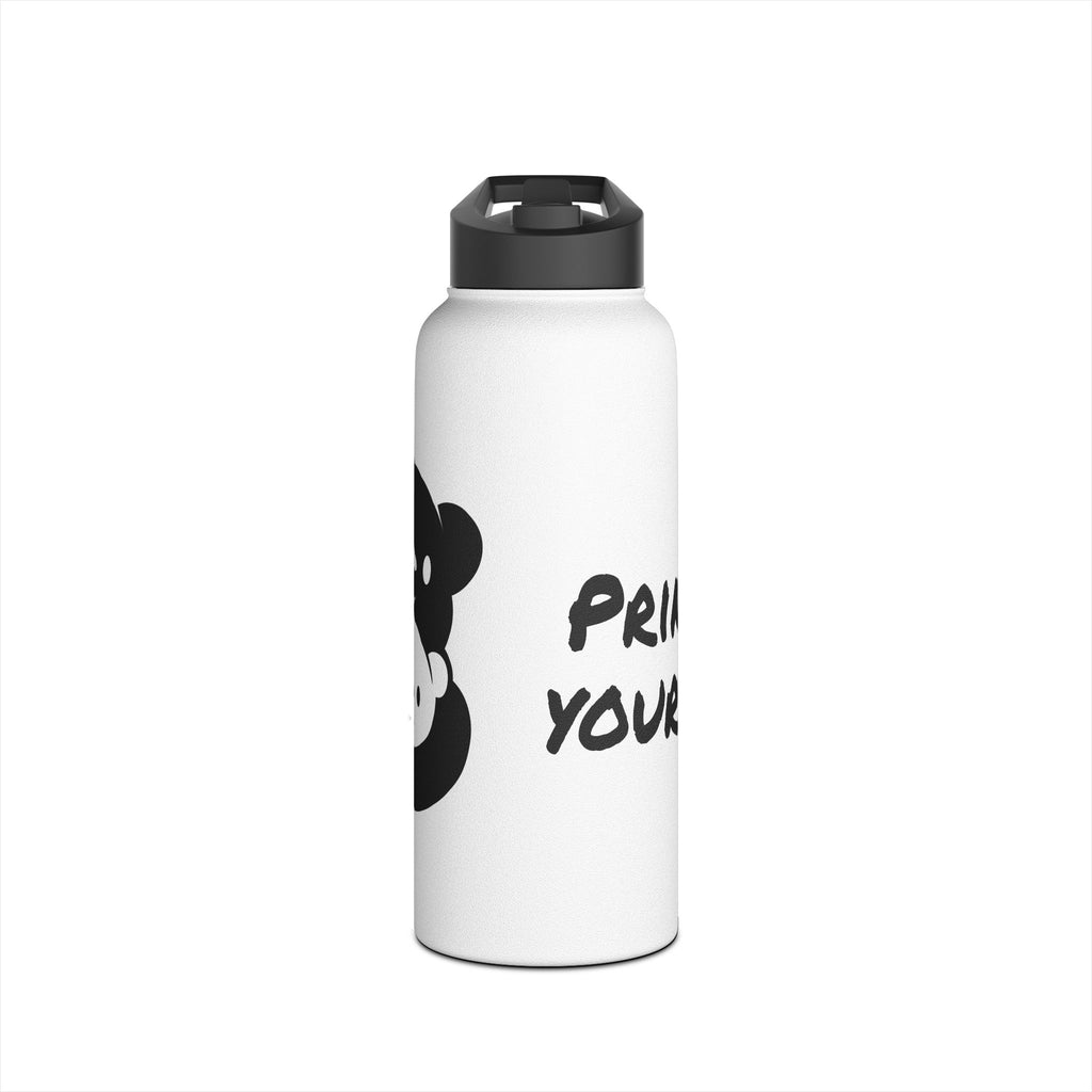 Black Bear Hug Logo Stainless Steel Water Bottle | White Insulated 12oz/18oz/32oz