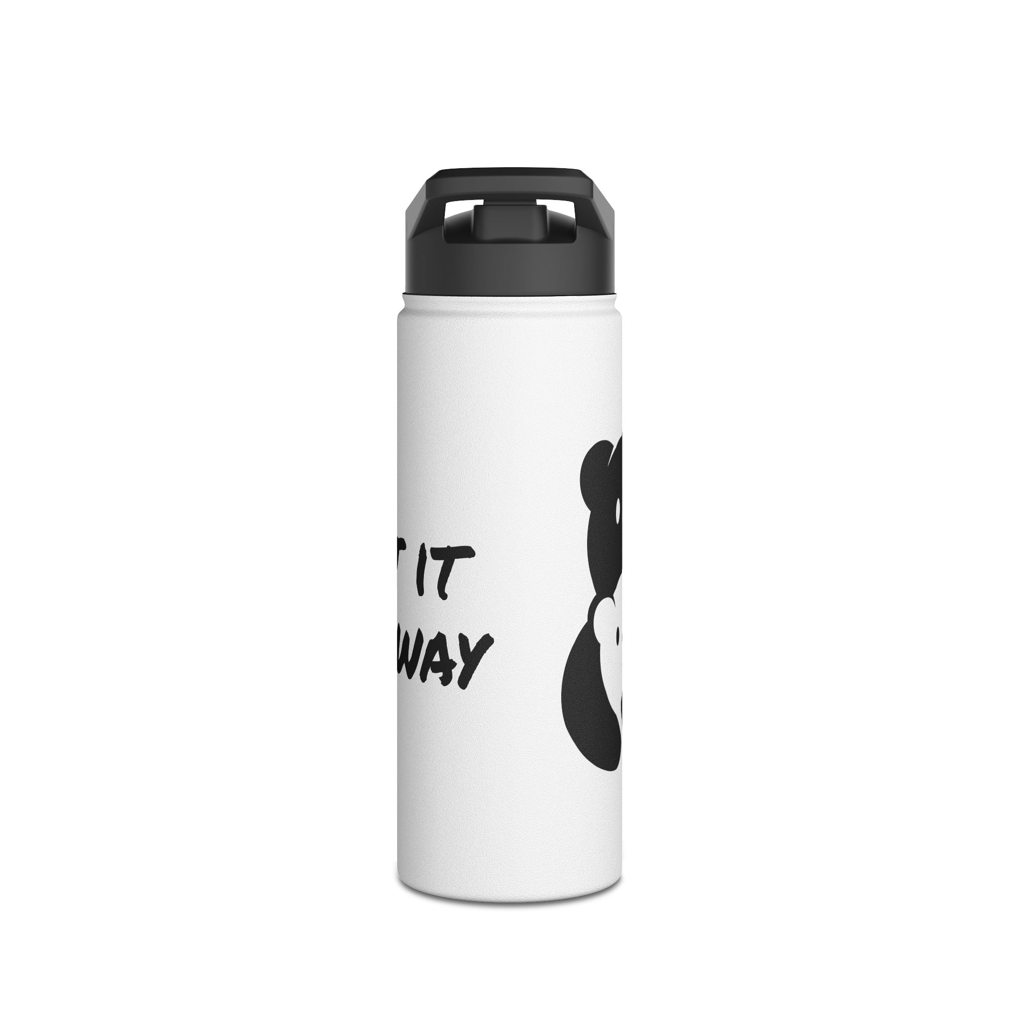 Black Bear Hug Logo Stainless Steel Water Bottle | White Insulated 12oz/18oz/32oz