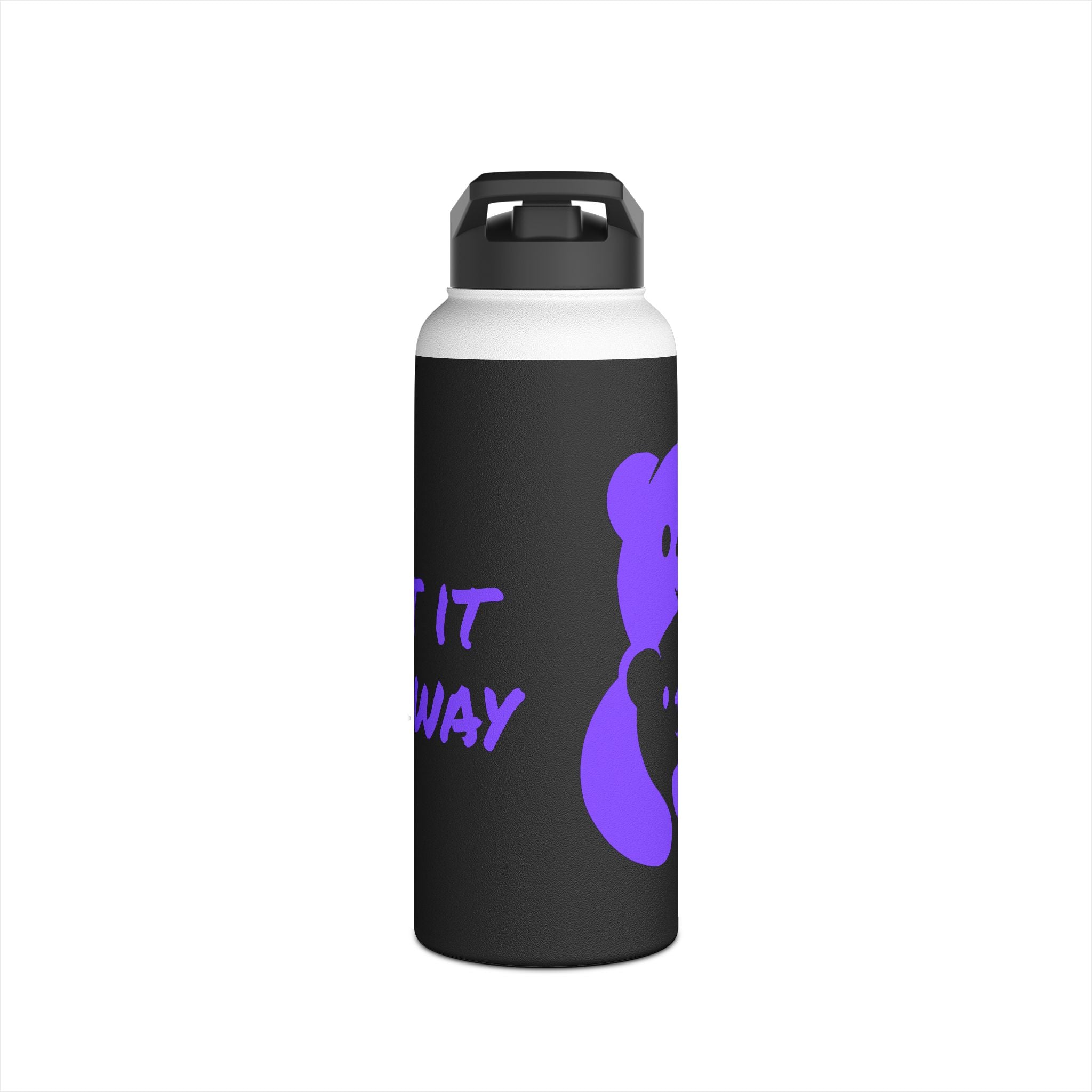 Purple Bear Hug Stainless Steel Water Bottle | Black Bold 12oz/18oz/32oz