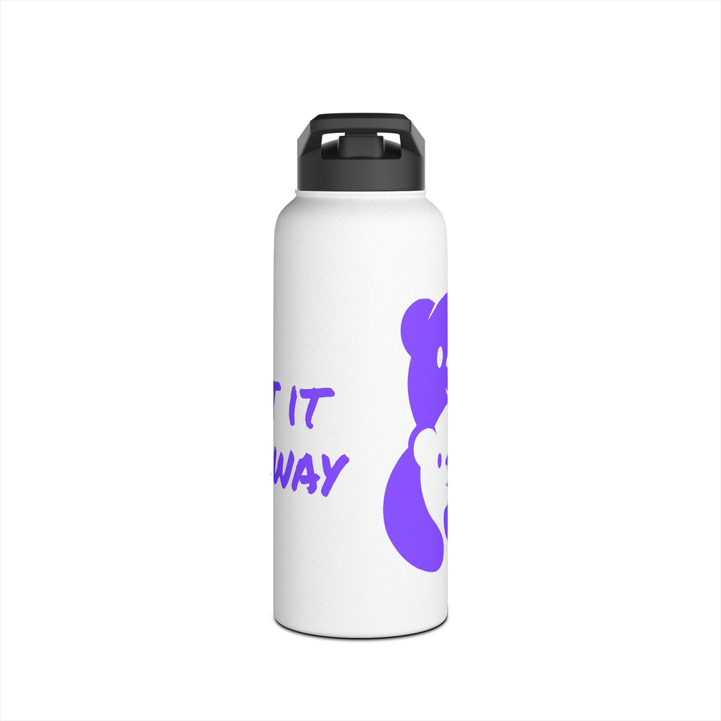 Purple Bear Hug Stainless Steel Water Bottle | White Bright 12oz/18oz/32oz