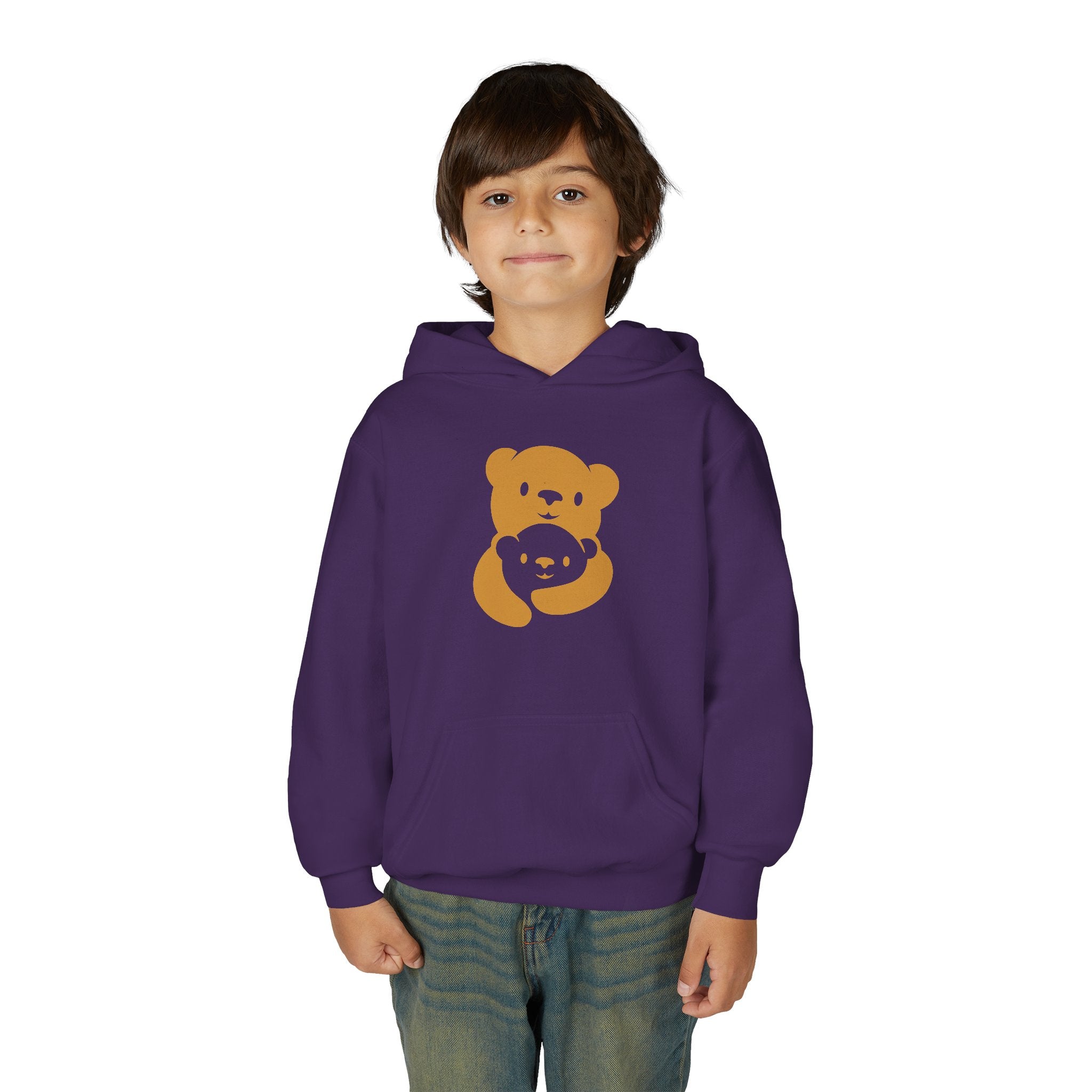 Gold Bear Hug Youth Hoodie | Premium Heavy Blend Hooded Sweatshirt