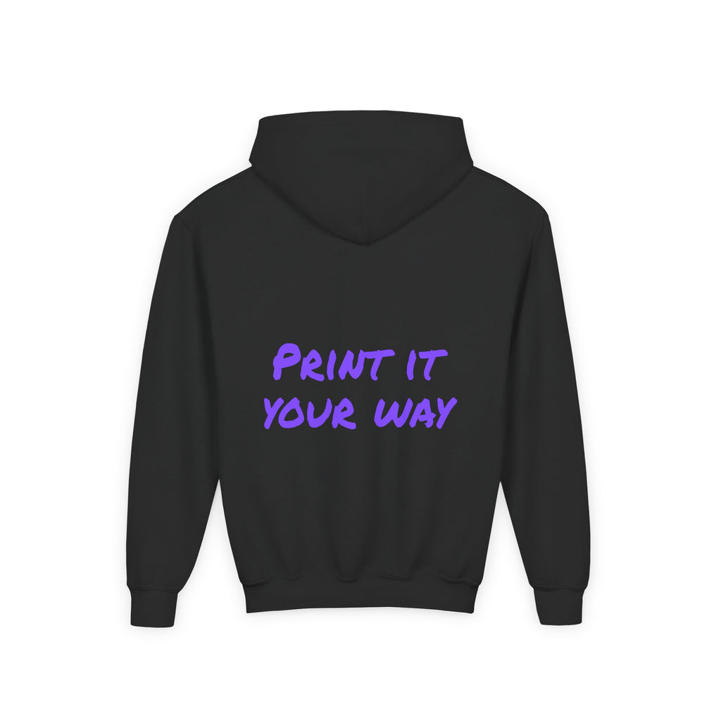 Purple Bear Hug Youth Hoodie | Bold Heavy Blend Hooded Sweatshirt