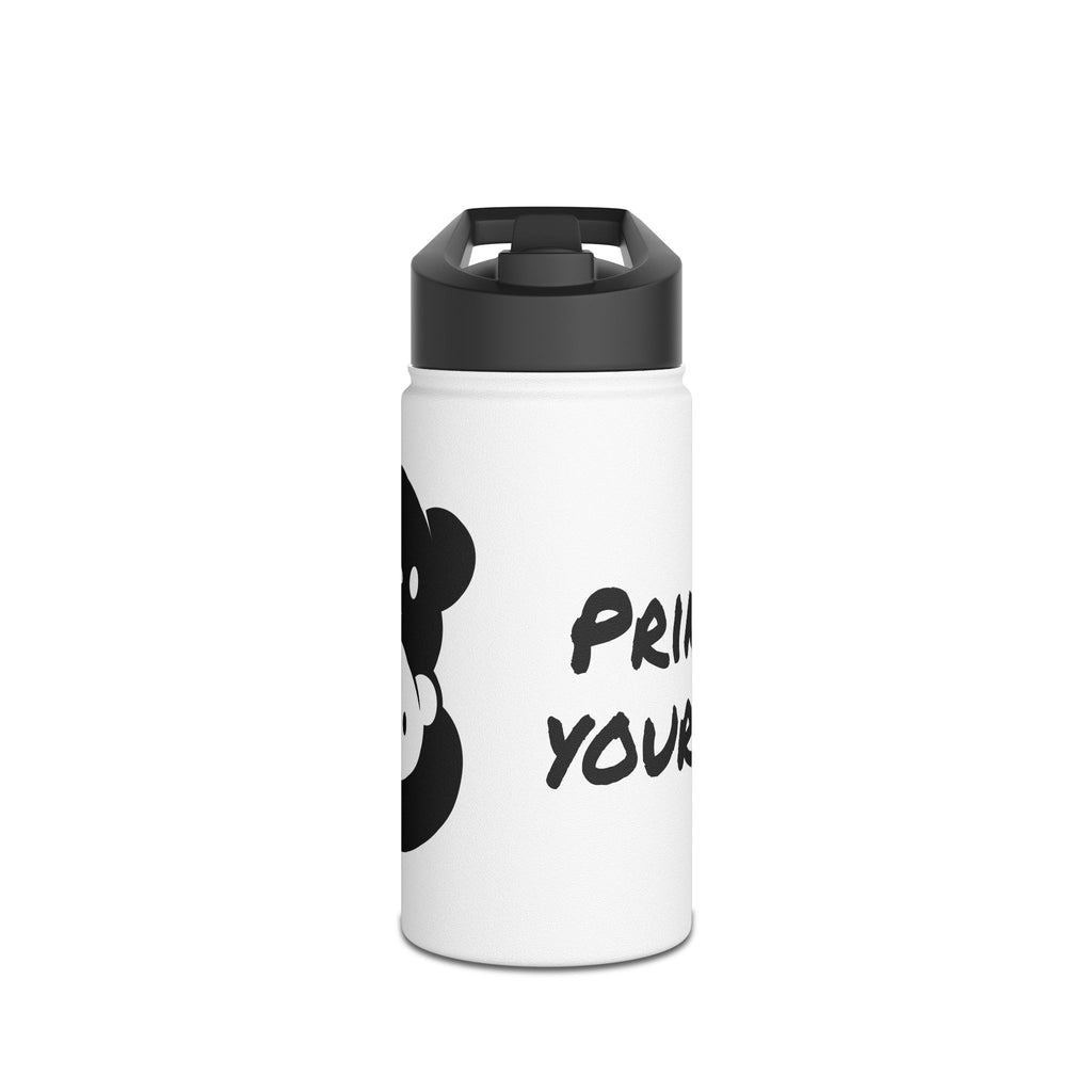 Black Bear Hug Logo Stainless Steel Water Bottle | White Insulated 12oz/18oz/32oz