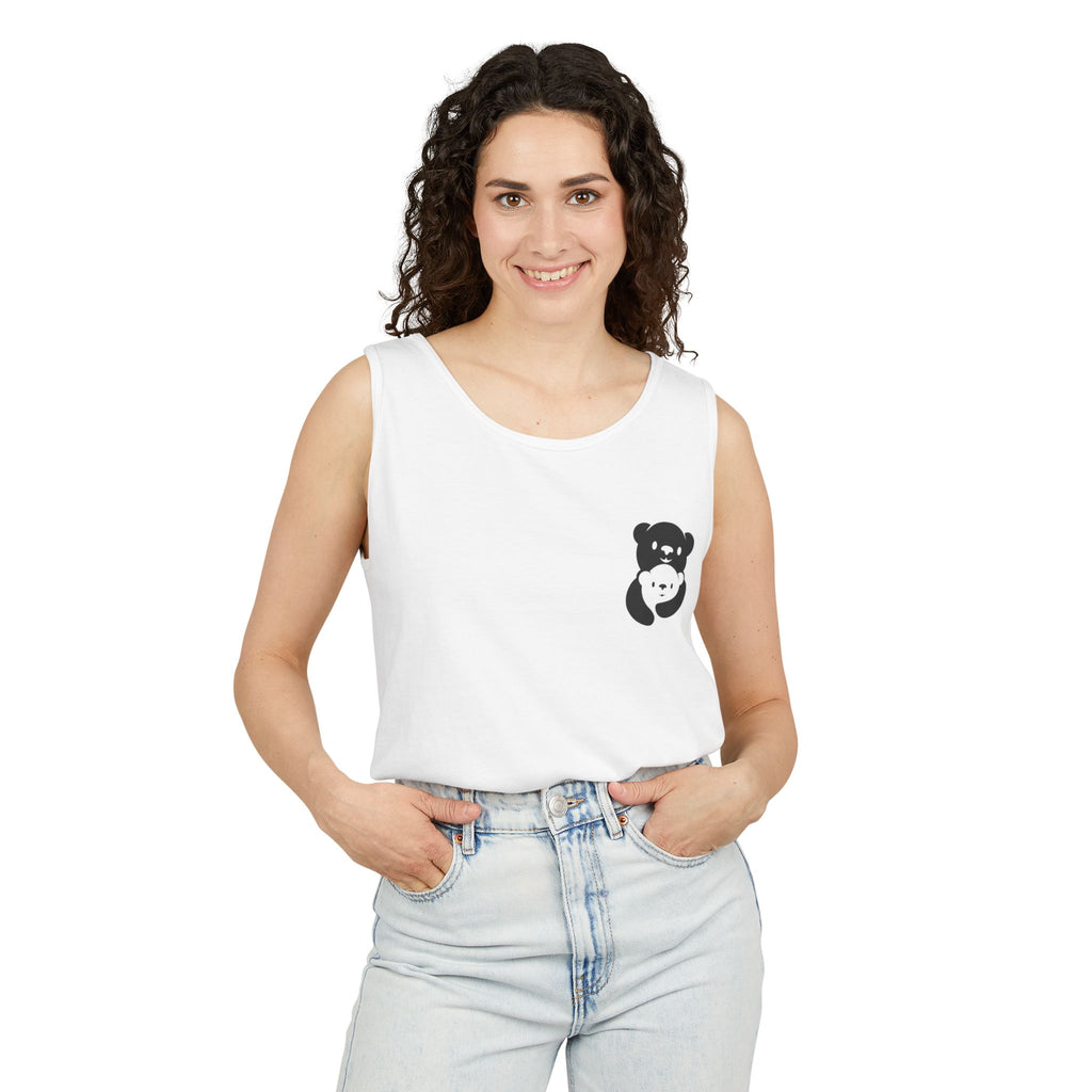 Black Bear Hug Unisex Tank Top | Premium Heavyweight Garment-Dyed