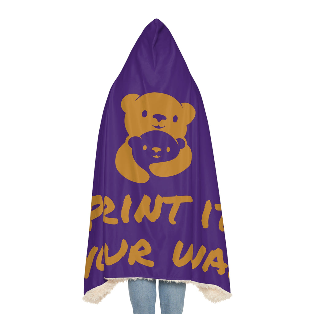 Gold Bear Hug Snuggle Blanket | Purple Premium Luxury Fleece Throw