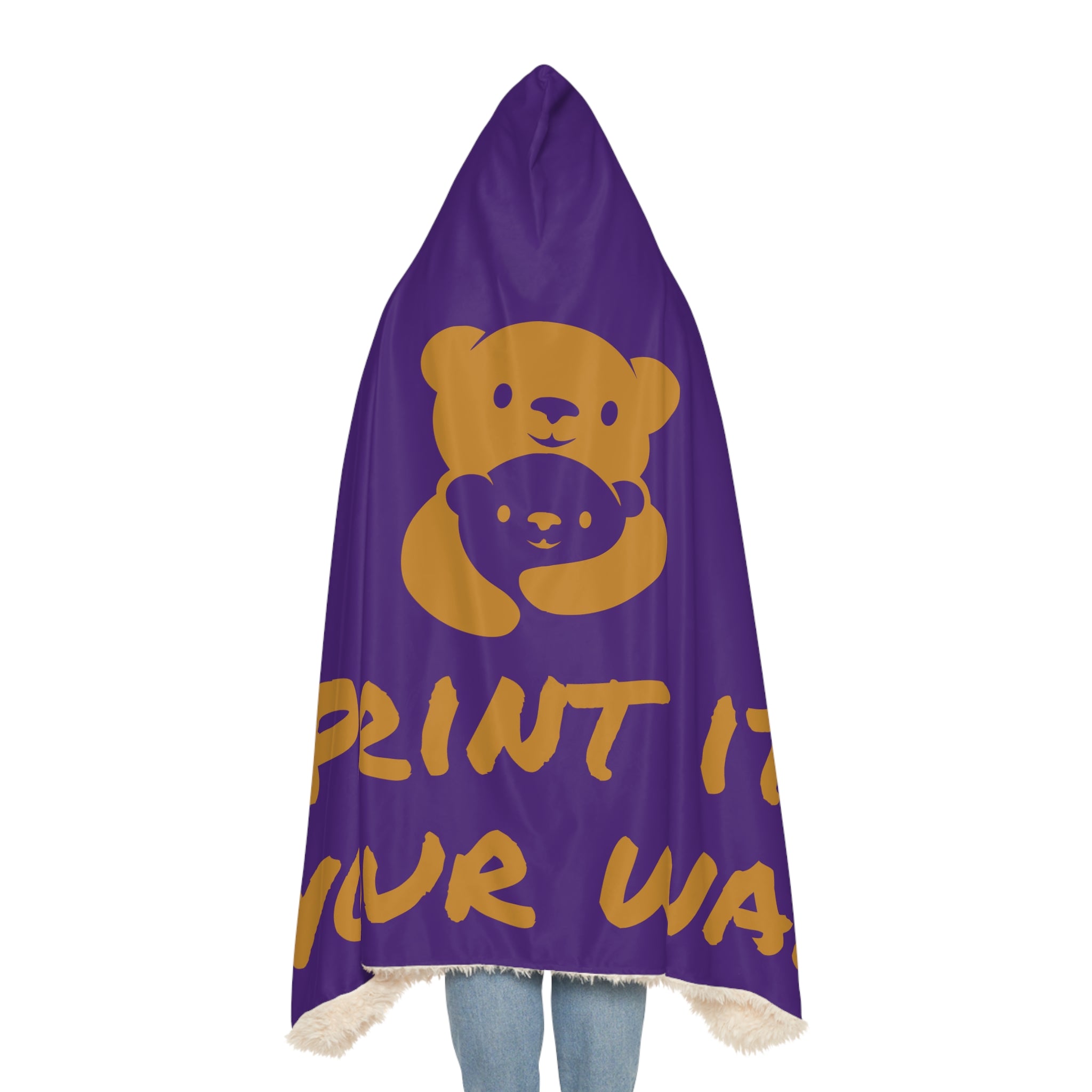 Gold Bear Hug Snuggle Blanket | Purple Premium Luxury Fleece Throw