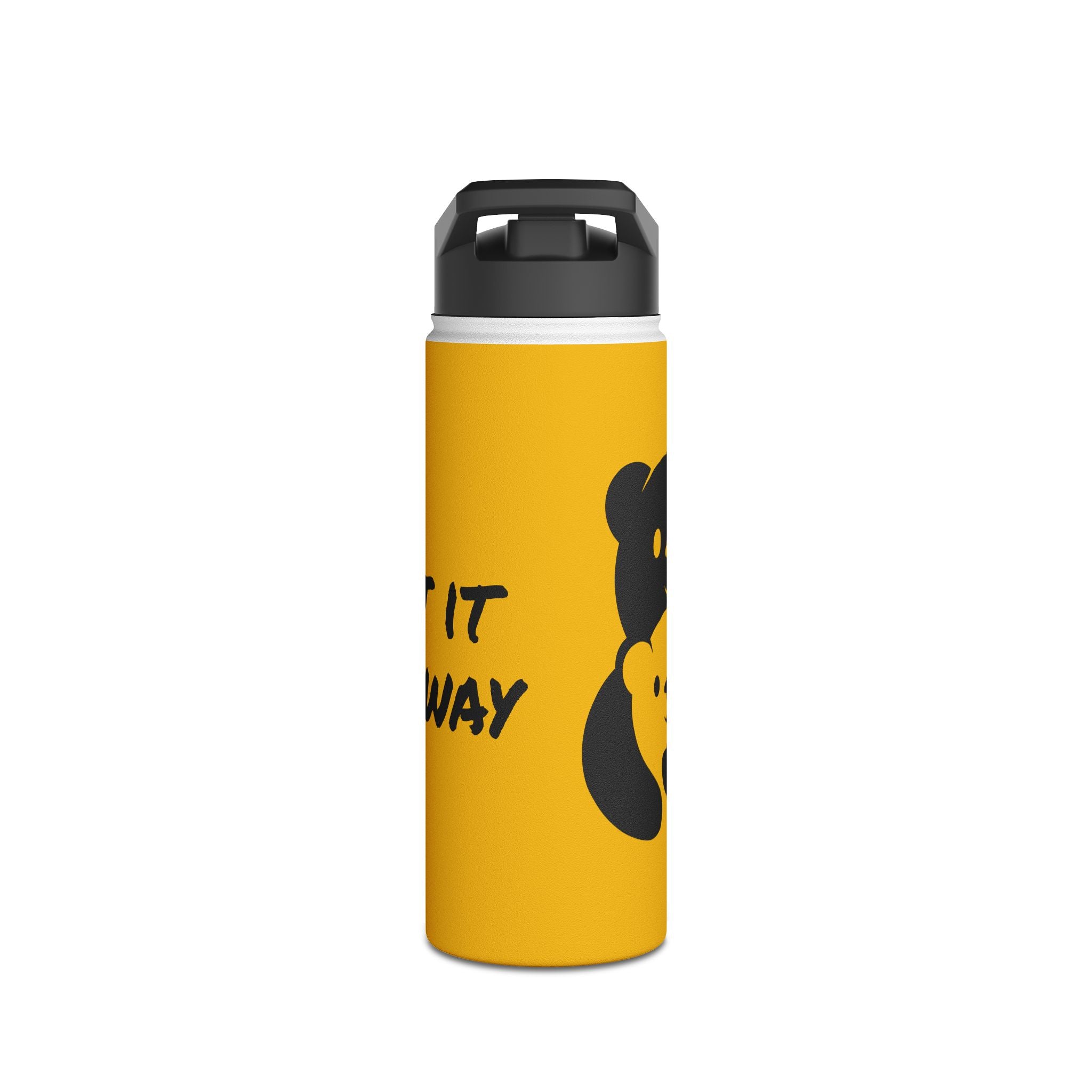Black Bear Hug Stainless Steel Water Bottle | Yellow Insulated 12oz/18oz/32oz