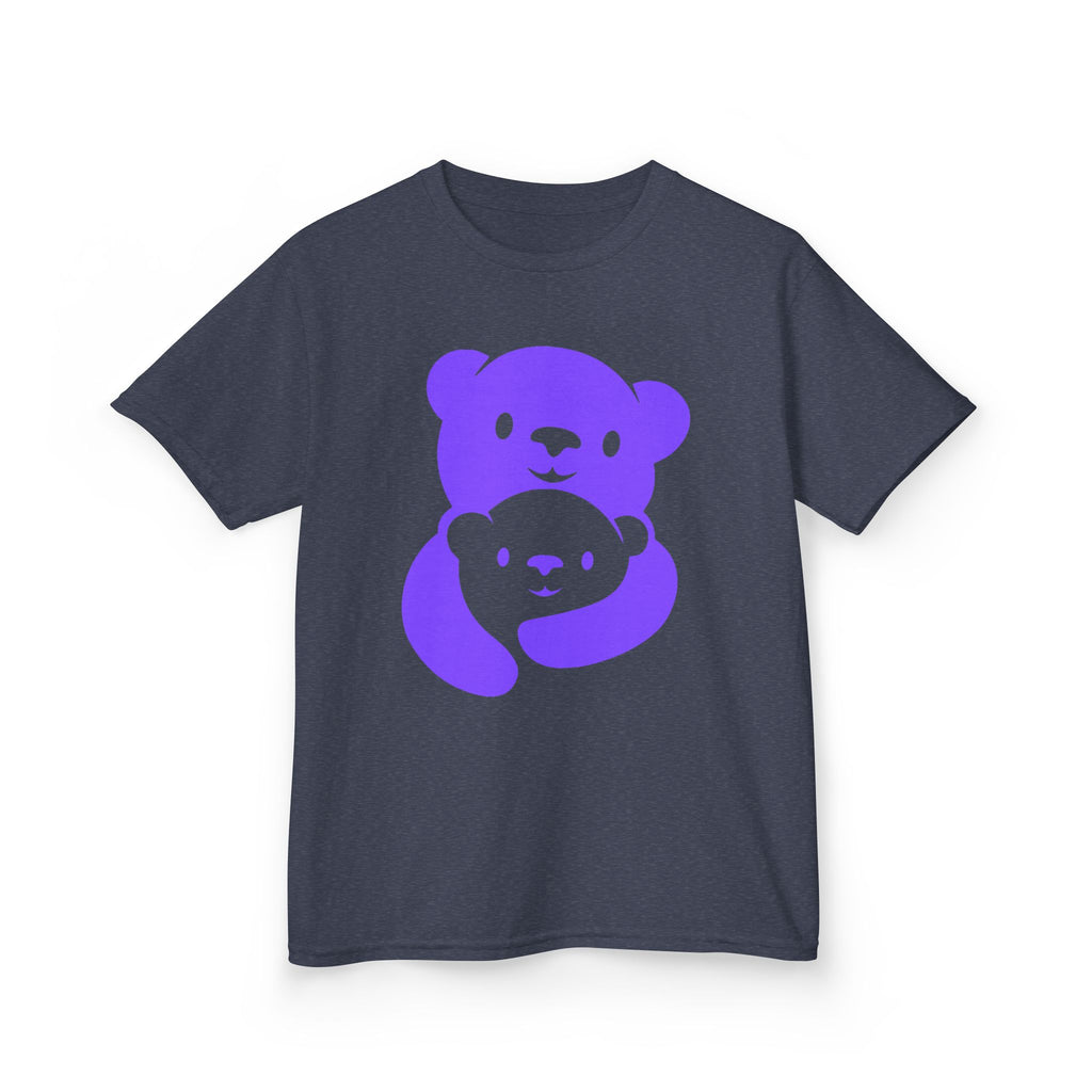 Purple Bear Hug Kids T-Shirt | Bold Heavy Cotton Youth Tee