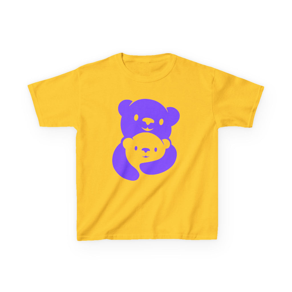 Purple Bear Hug Kids T-Shirt | Bold Heavy Cotton Youth Tee