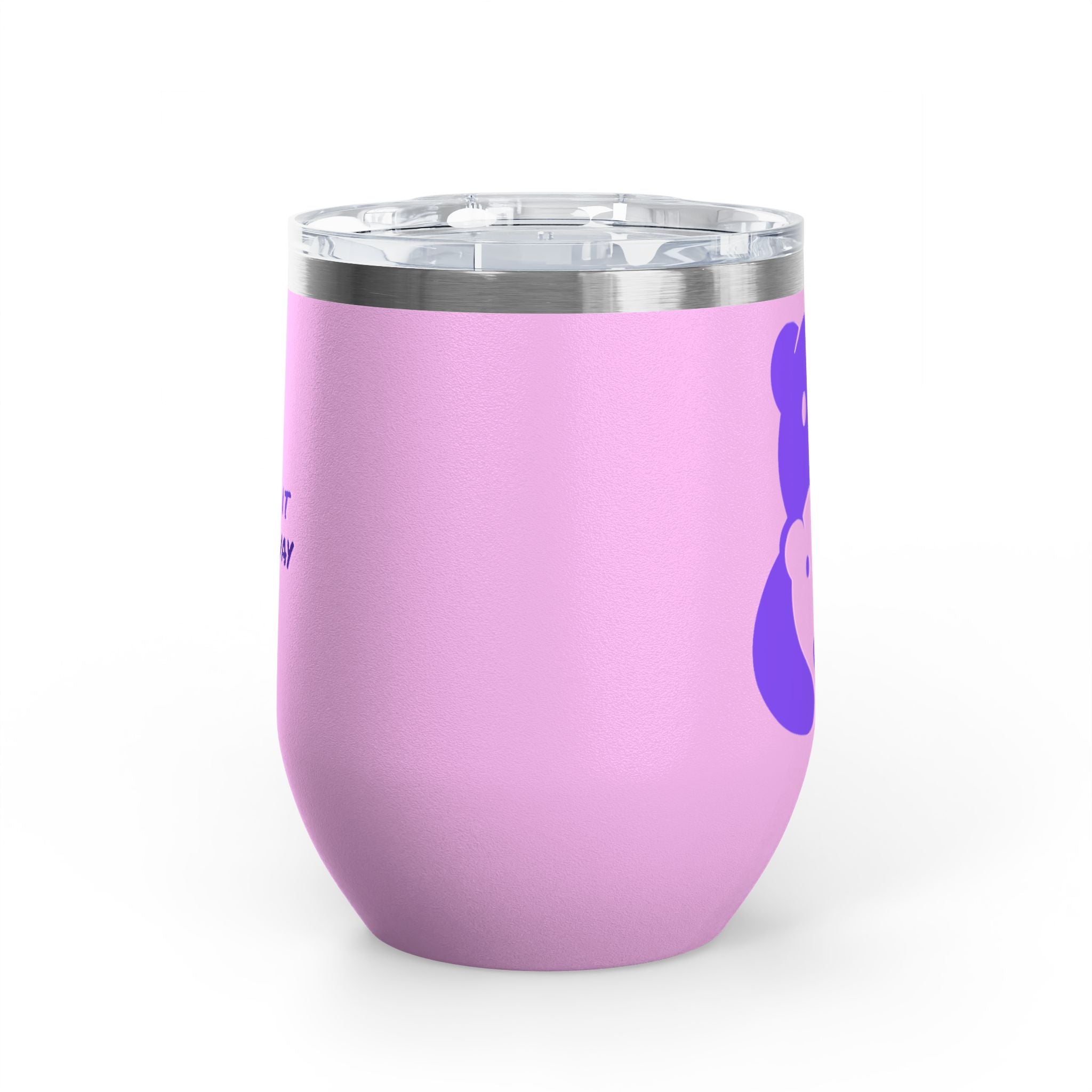 Purple Bear Hug Wine Tumbler 12oz | Insulated Stainless Steel with Lid