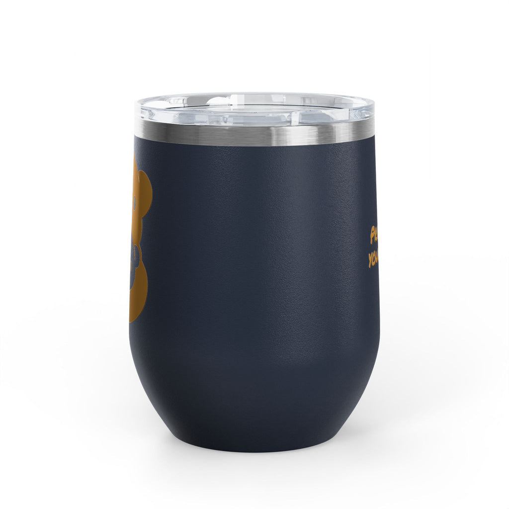 Gold Bear Hug Wine Tumbler 12oz | Insulated Stainless Steel with Lid