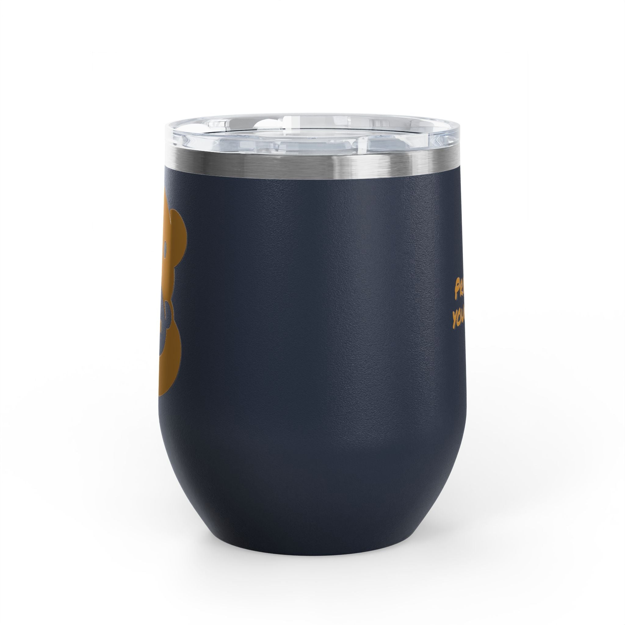 Gold Bear Hug Wine Tumbler 12oz | Insulated Stainless Steel with Lid
