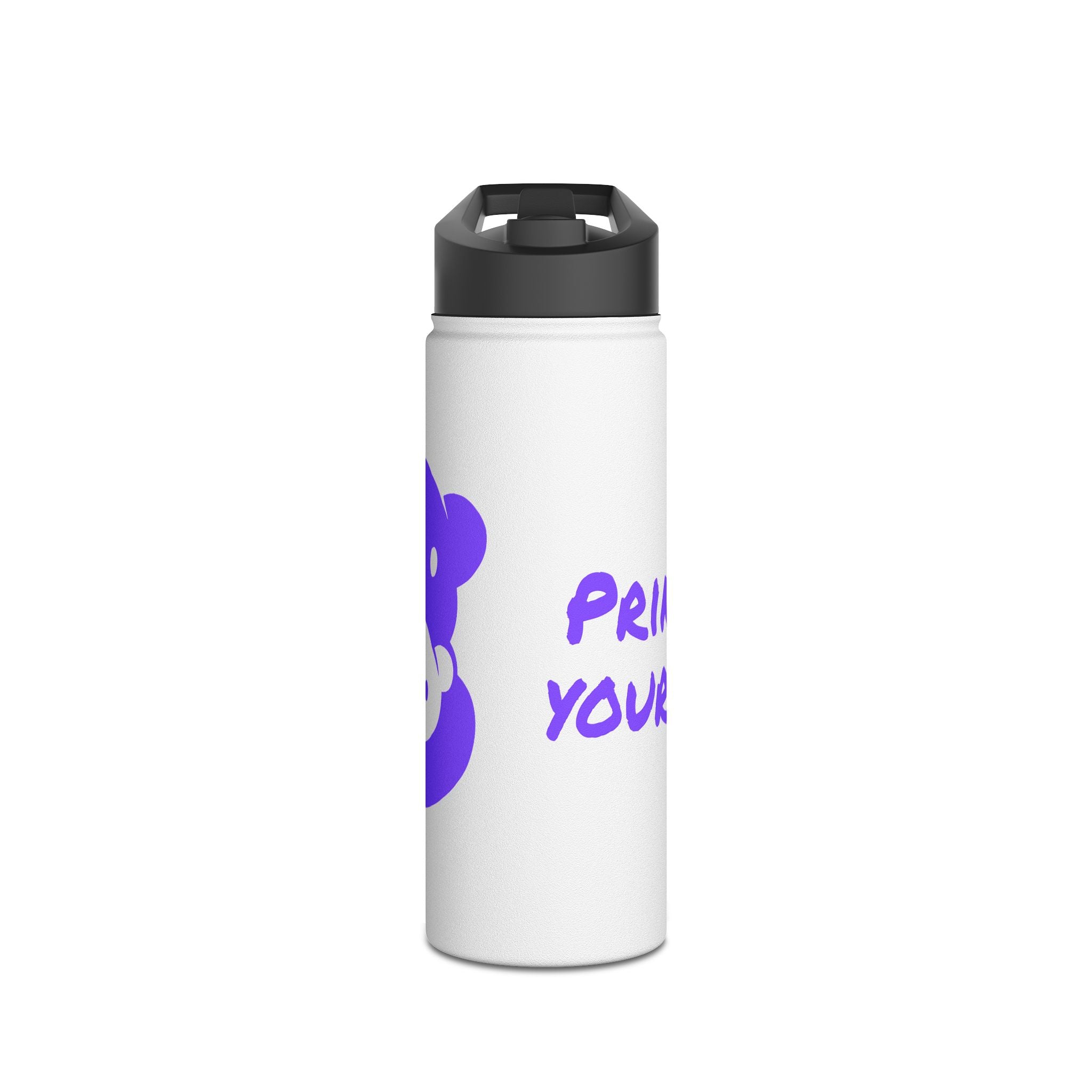 Purple Bear Hug Stainless Steel Water Bottle | White Bright 12oz/18oz/32oz
