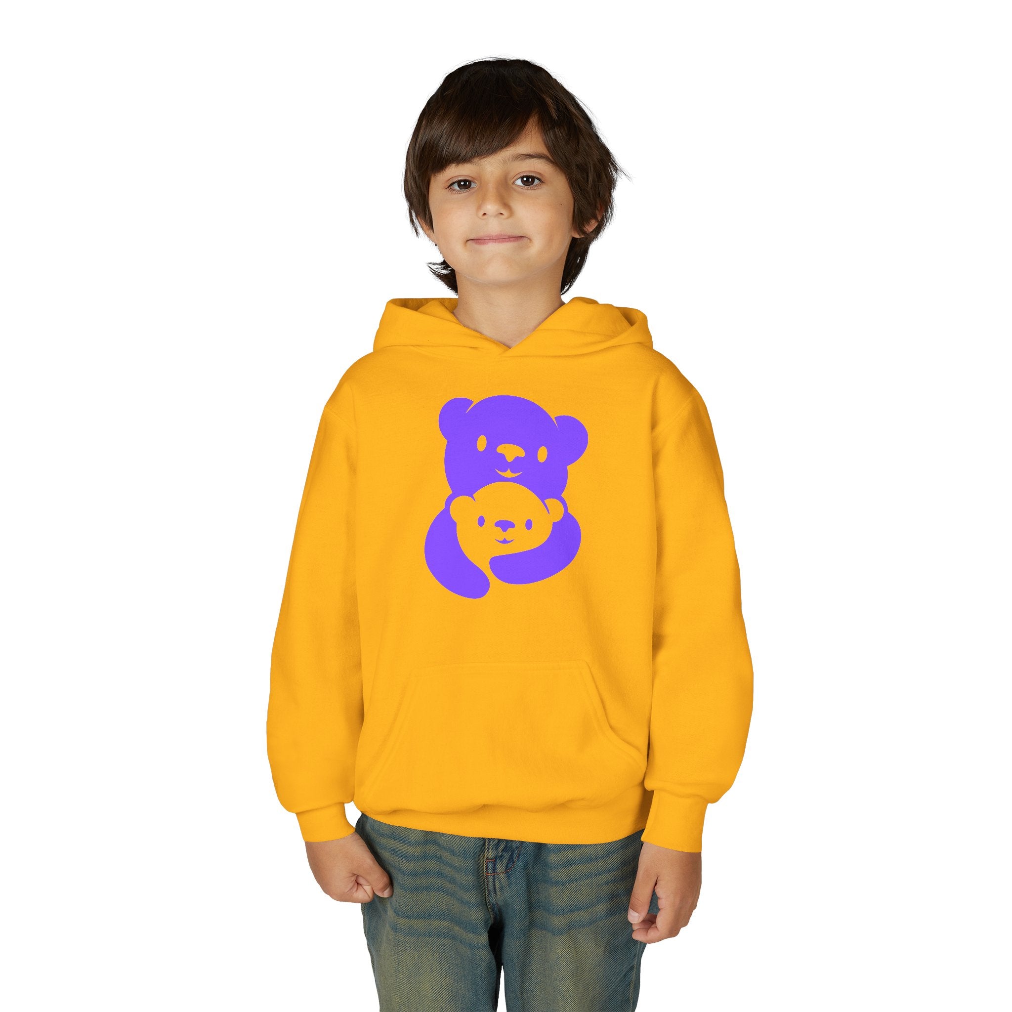 Purple Bear Hug Youth Hoodie | Bold Heavy Blend Hooded Sweatshirt