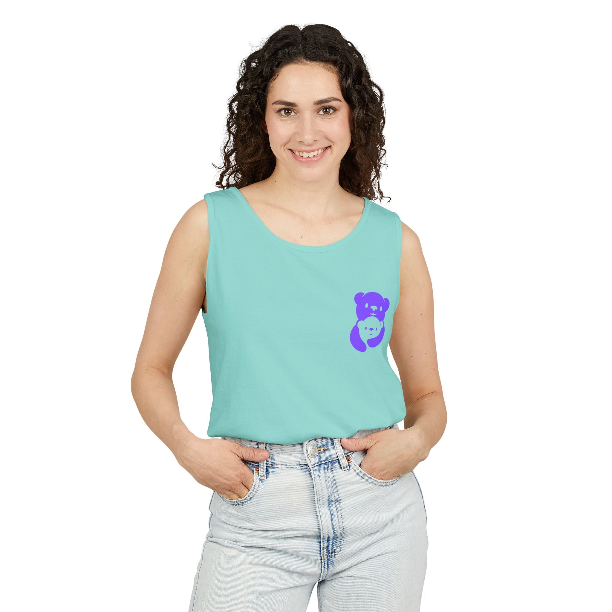 Purple Bear Hug Unisex Tank Top | Premium Heavyweight Garment-Dyed
