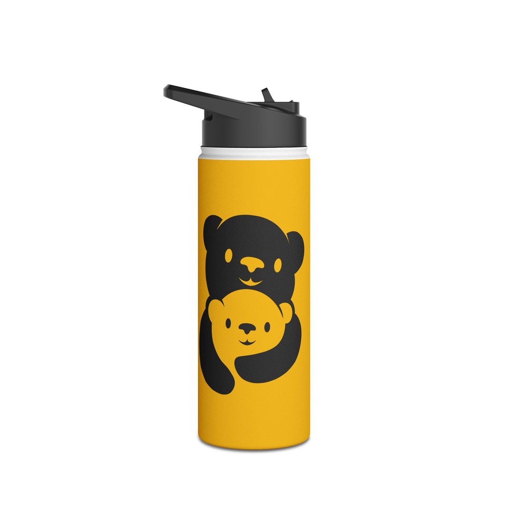 Black Bear Hug Stainless Steel Water Bottle | Yellow Insulated 12oz/18oz/32oz
