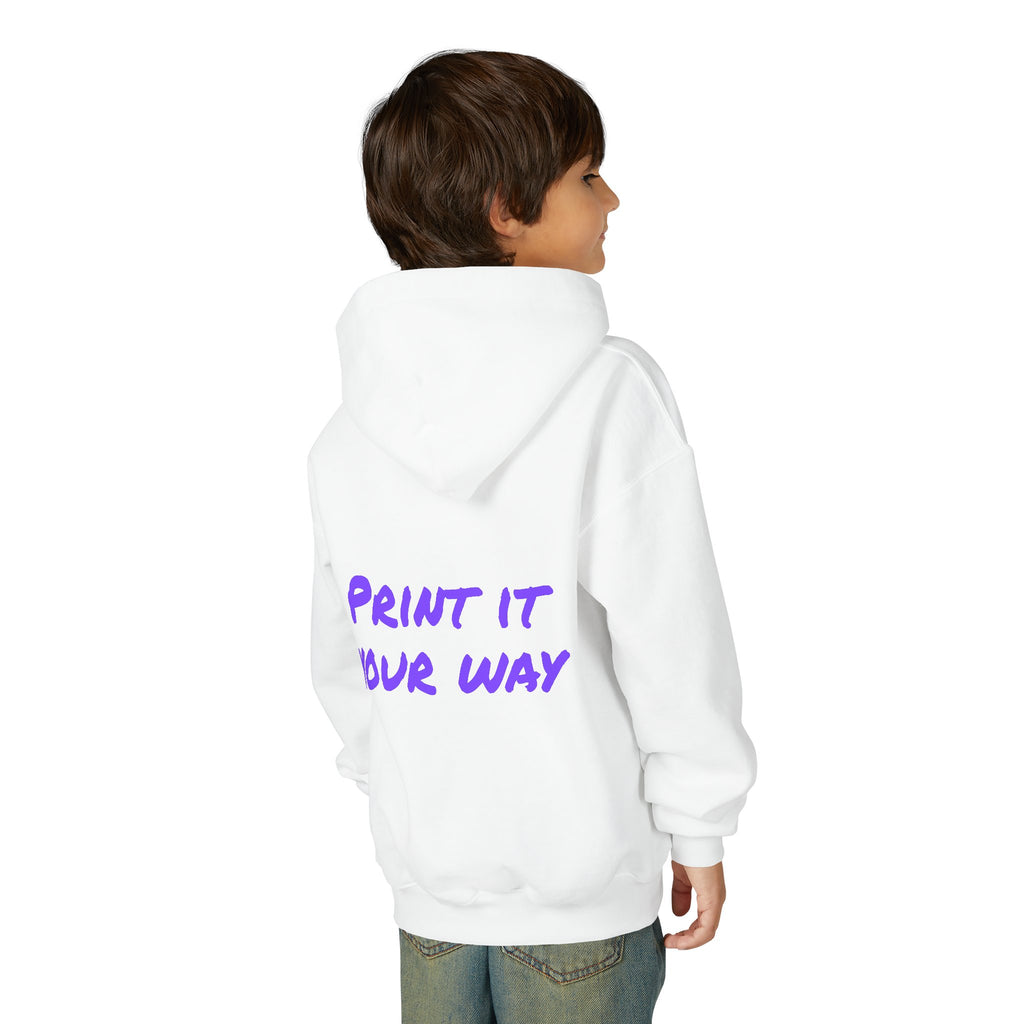 Purple Bear Hug Youth Hoodie | Bold Heavy Blend Hooded Sweatshirt