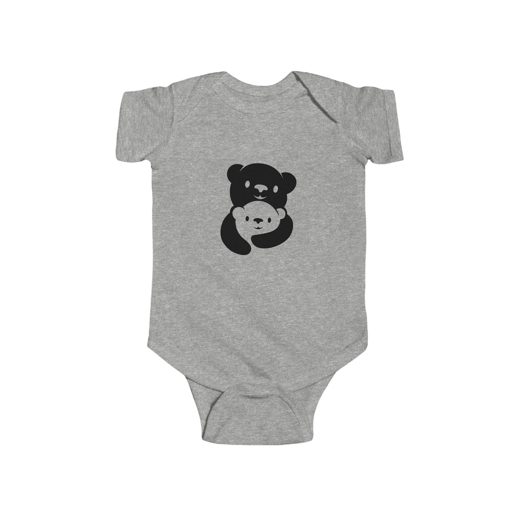 Black Bear Hug Infant Bodysuit | Soft Cotton Baby Onesie
