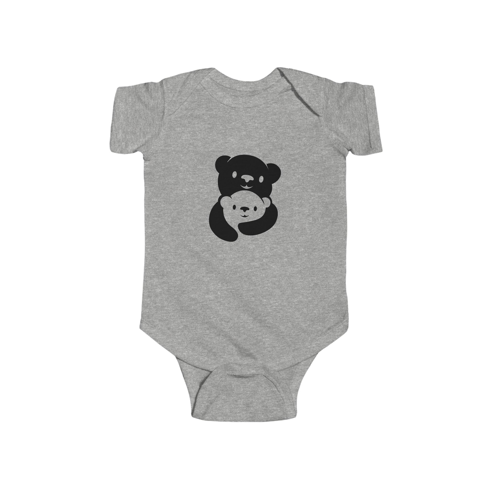 Black Bear Hug Infant Bodysuit | Soft Cotton Baby Onesie
