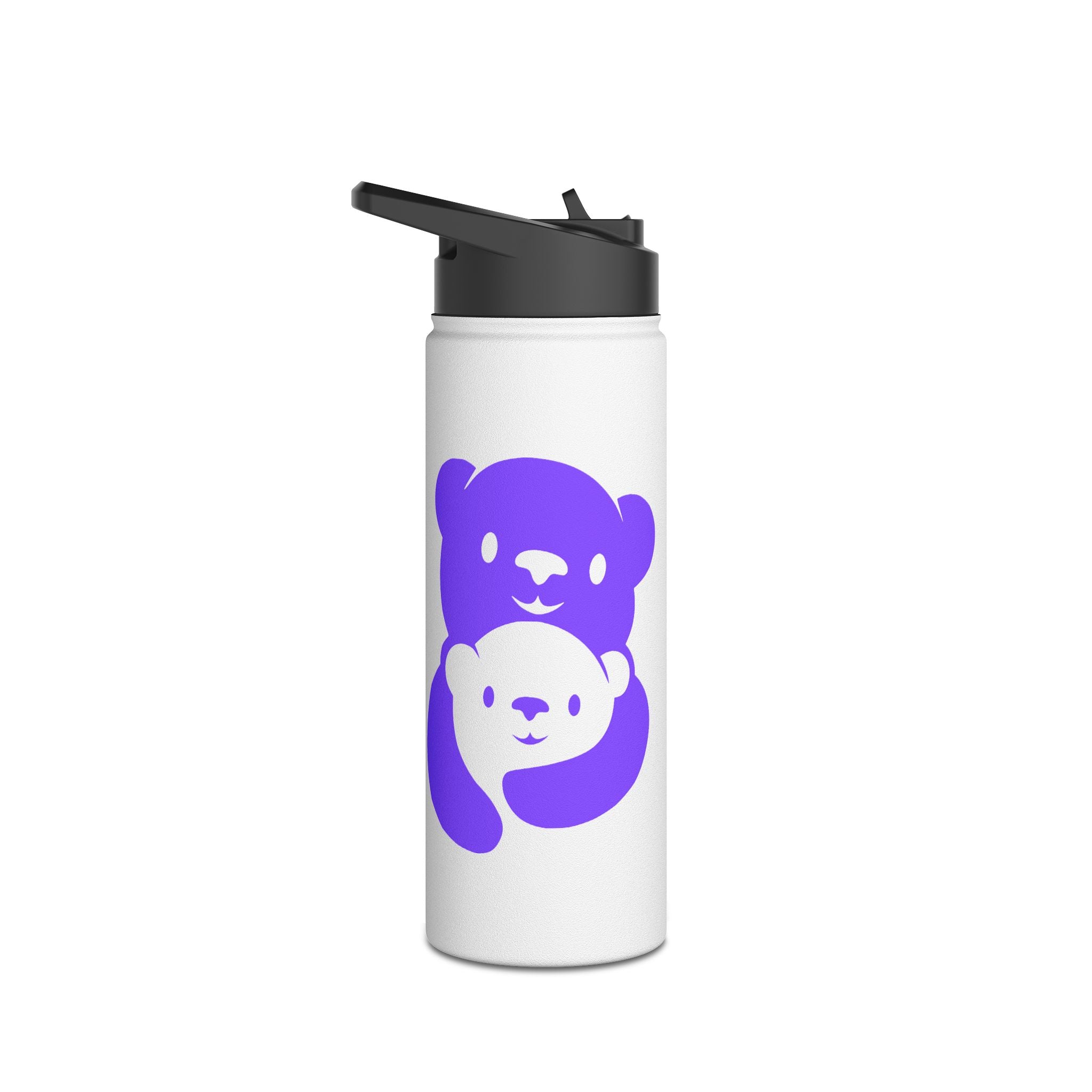 Purple Bear Hug Stainless Steel Water Bottle | White Bright 12oz/18oz/32oz