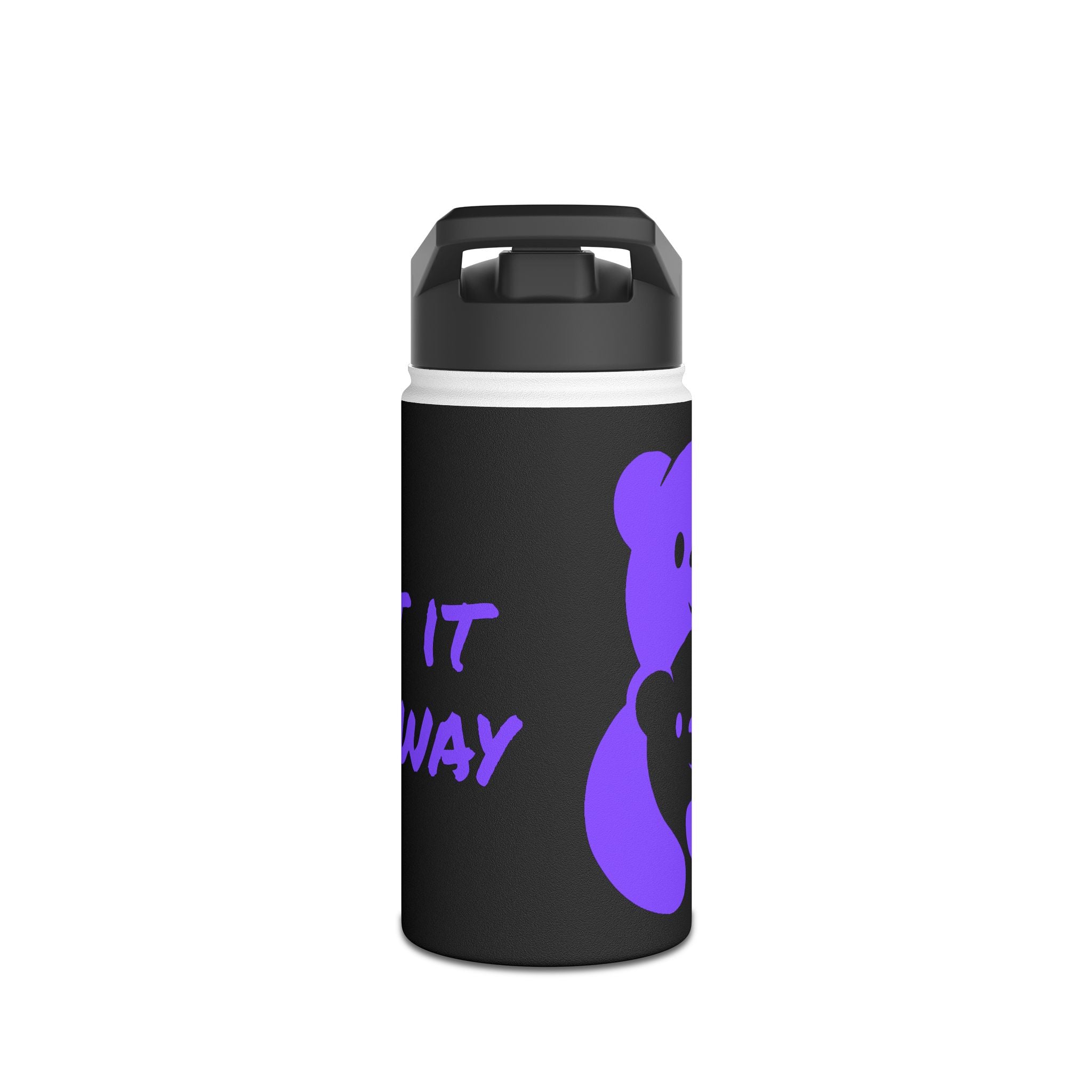 Purple Bear Hug Stainless Steel Water Bottle | Black Bold 12oz/18oz/32oz