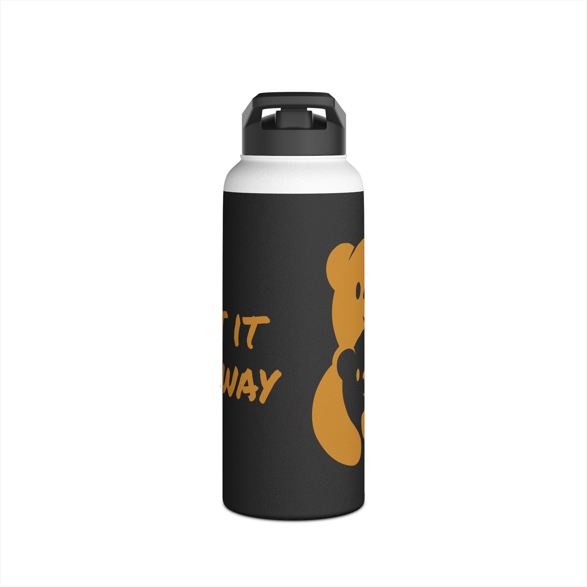 Gold Bear Hug Stainless Steel Water Bottle | Black Premium 12oz/18oz/32oz