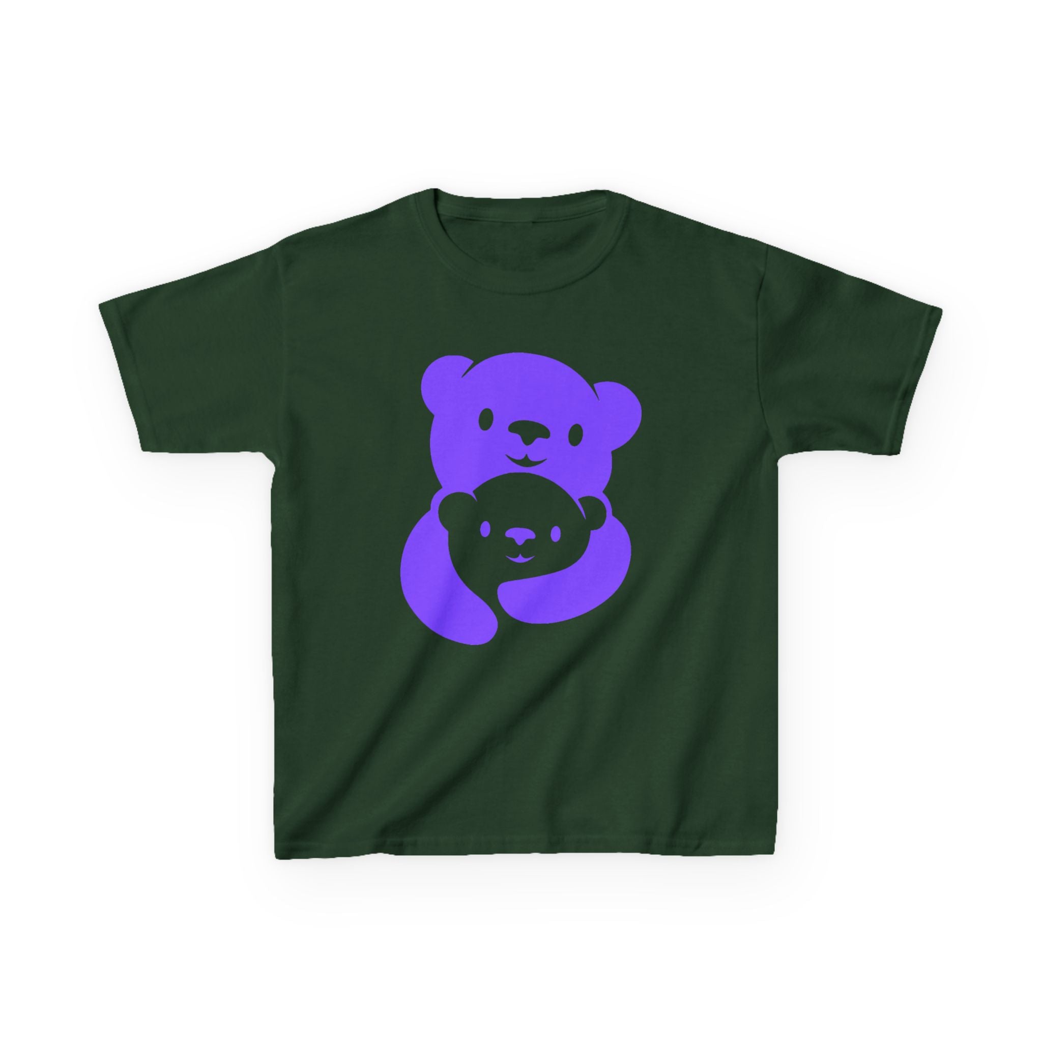 Purple Bear Hug Kids T-Shirt | Bold Heavy Cotton Youth Tee