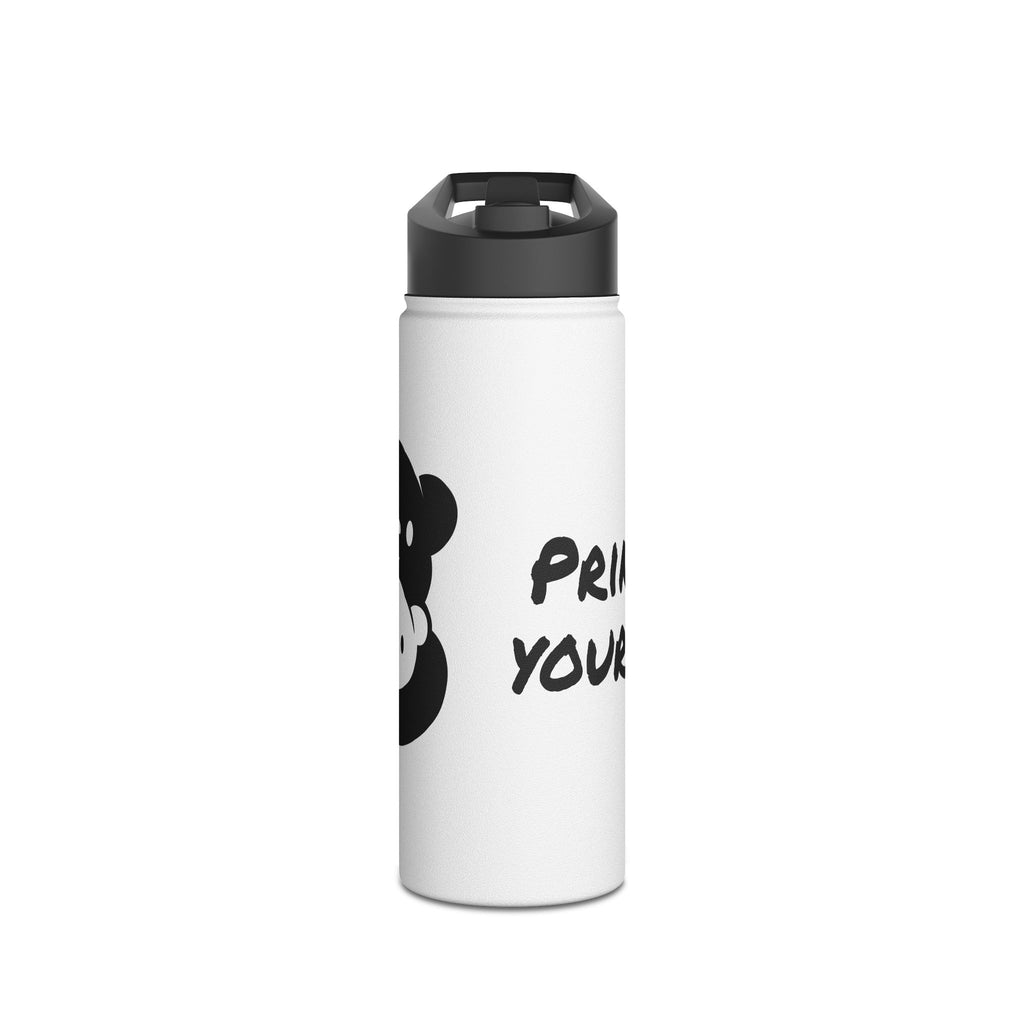 Black Bear Hug Logo Stainless Steel Water Bottle | White Insulated 12oz/18oz/32oz