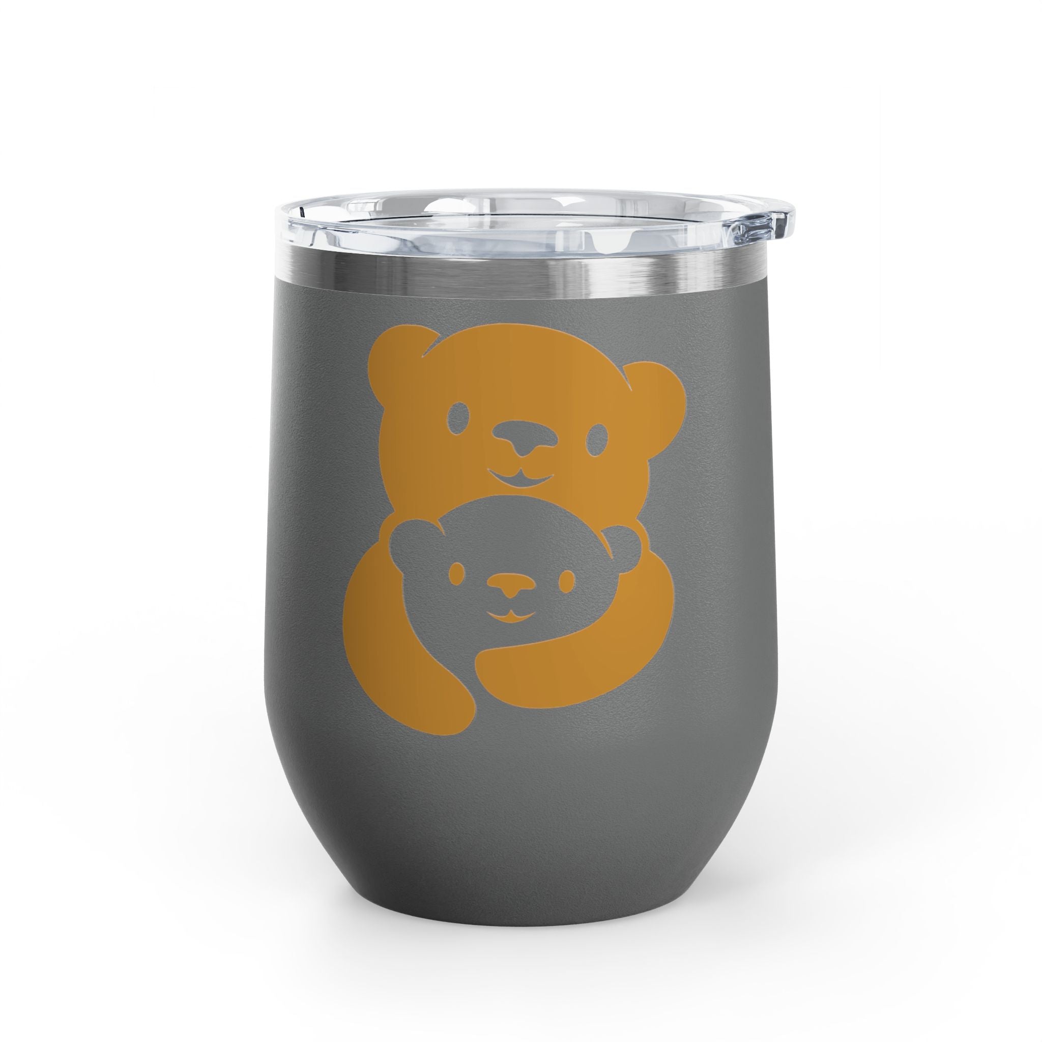 Gold Bear Hug Wine Tumbler 12oz | Insulated Stainless Steel with Lid