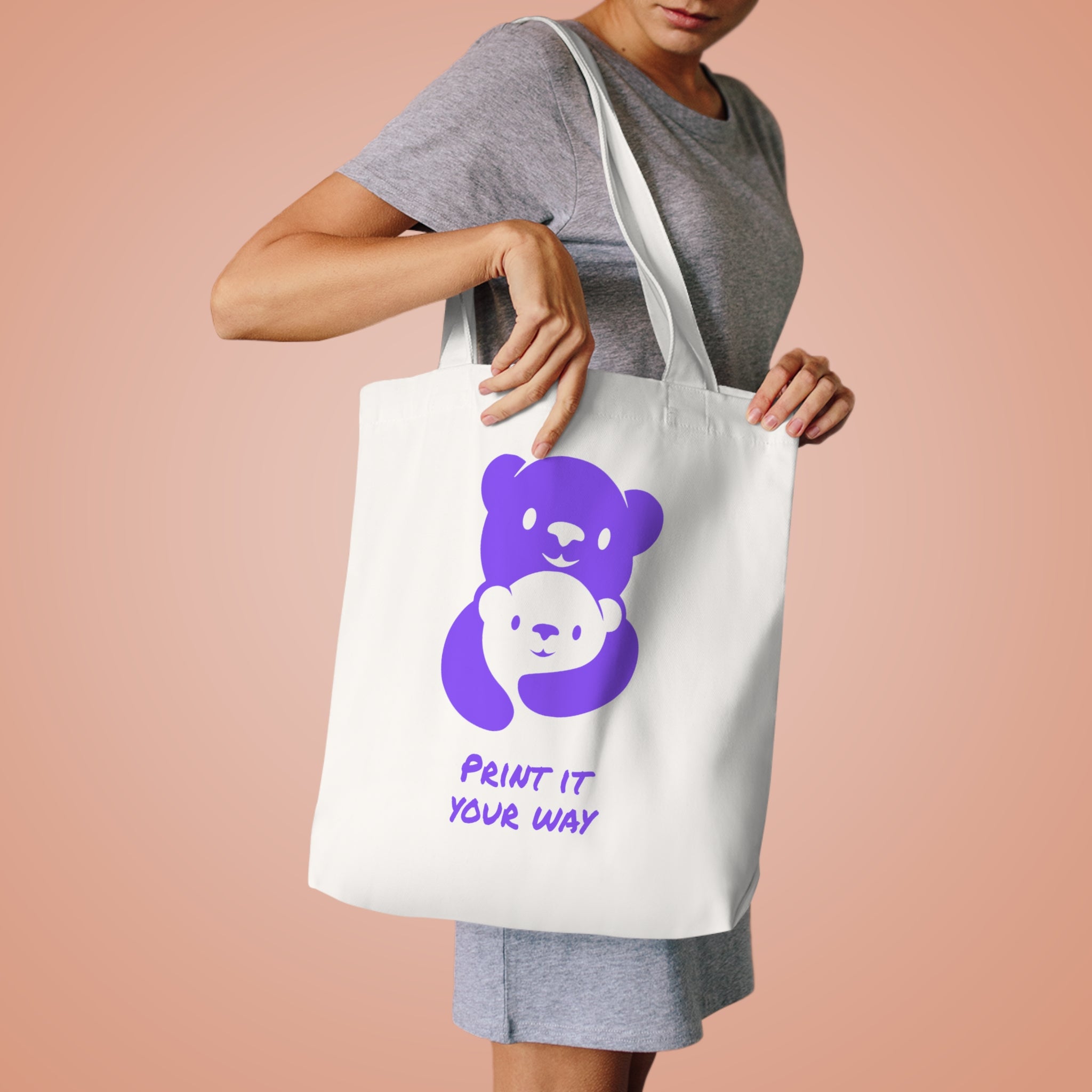 Purple Bear Hug Cotton Tote Bag | Heavy-Weight Canvas Tote