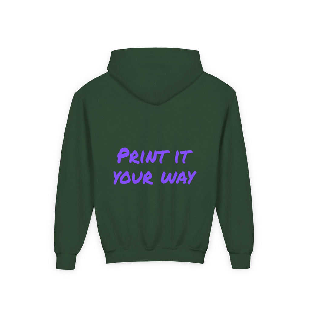Purple Bear Hug Youth Hoodie | Bold Heavy Blend Hooded Sweatshirt
