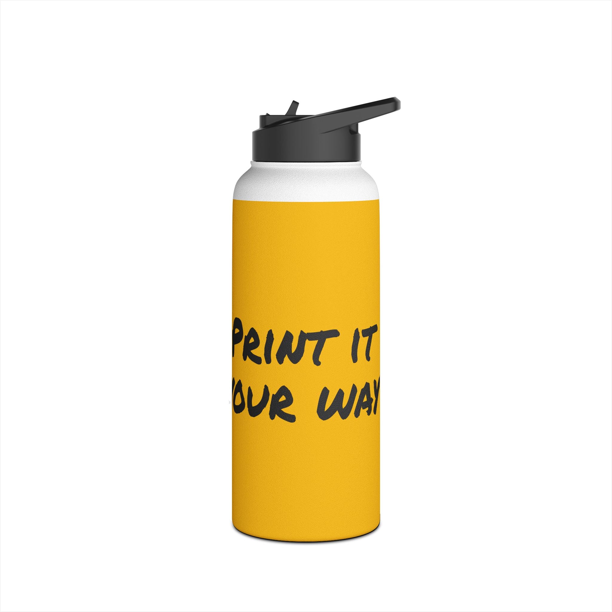 Black Bear Hug Stainless Steel Water Bottle | Yellow Insulated 12oz/18oz/32oz