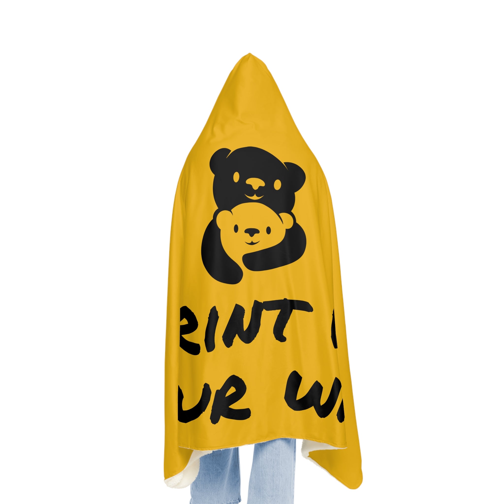 Black Bear Hug Snuggle Blanket | Yellow Sunny Cozy Fleece Throw