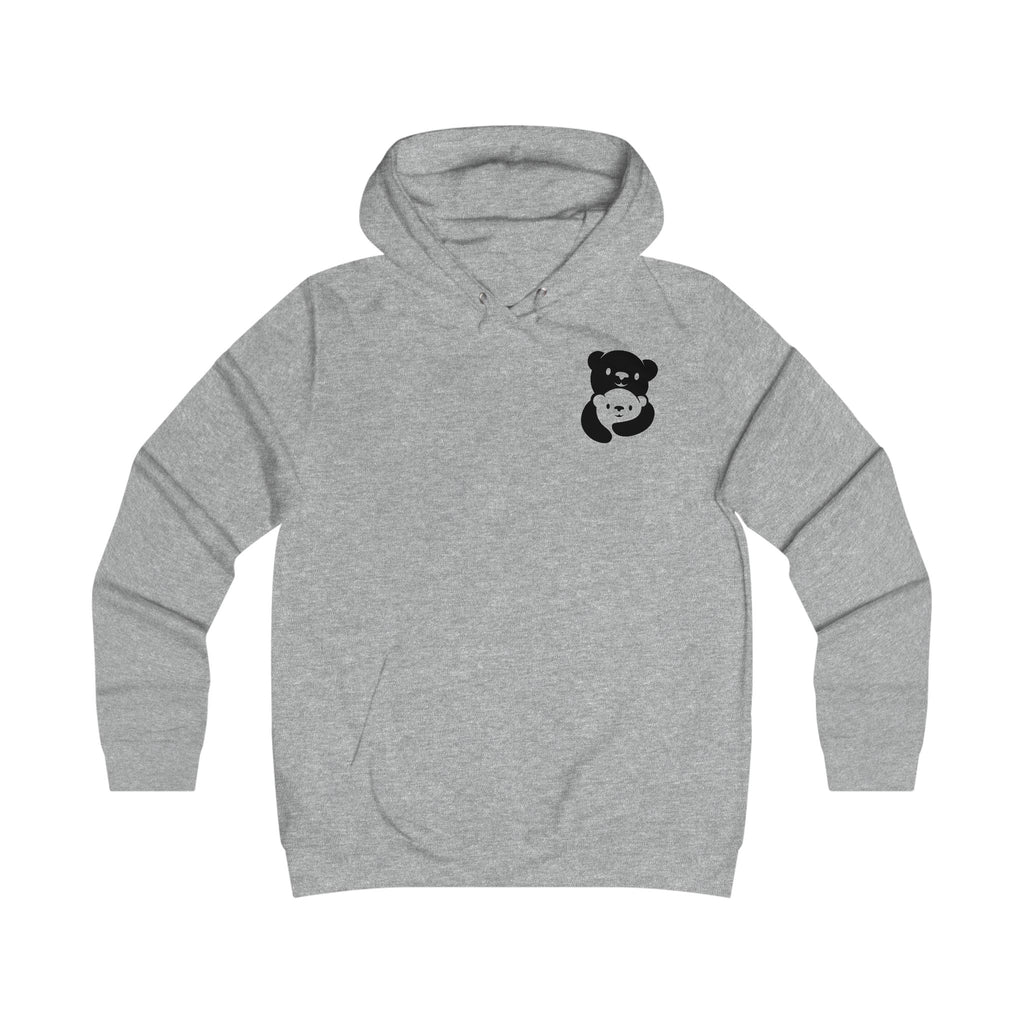 Black Bear Hug Women's Hoodie | Fitted College Hoodie for Moms
