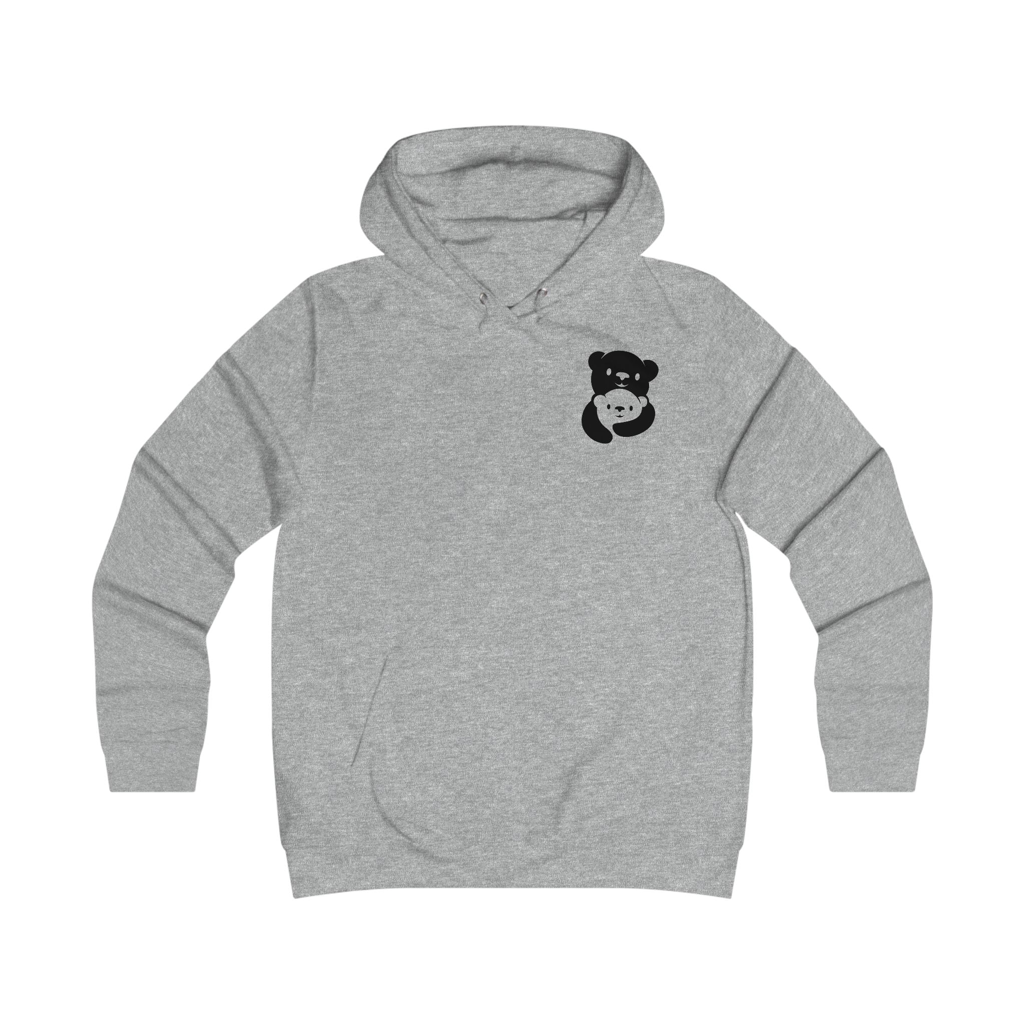 Black Bear Hug Women's Hoodie | Fitted College Hoodie for Moms