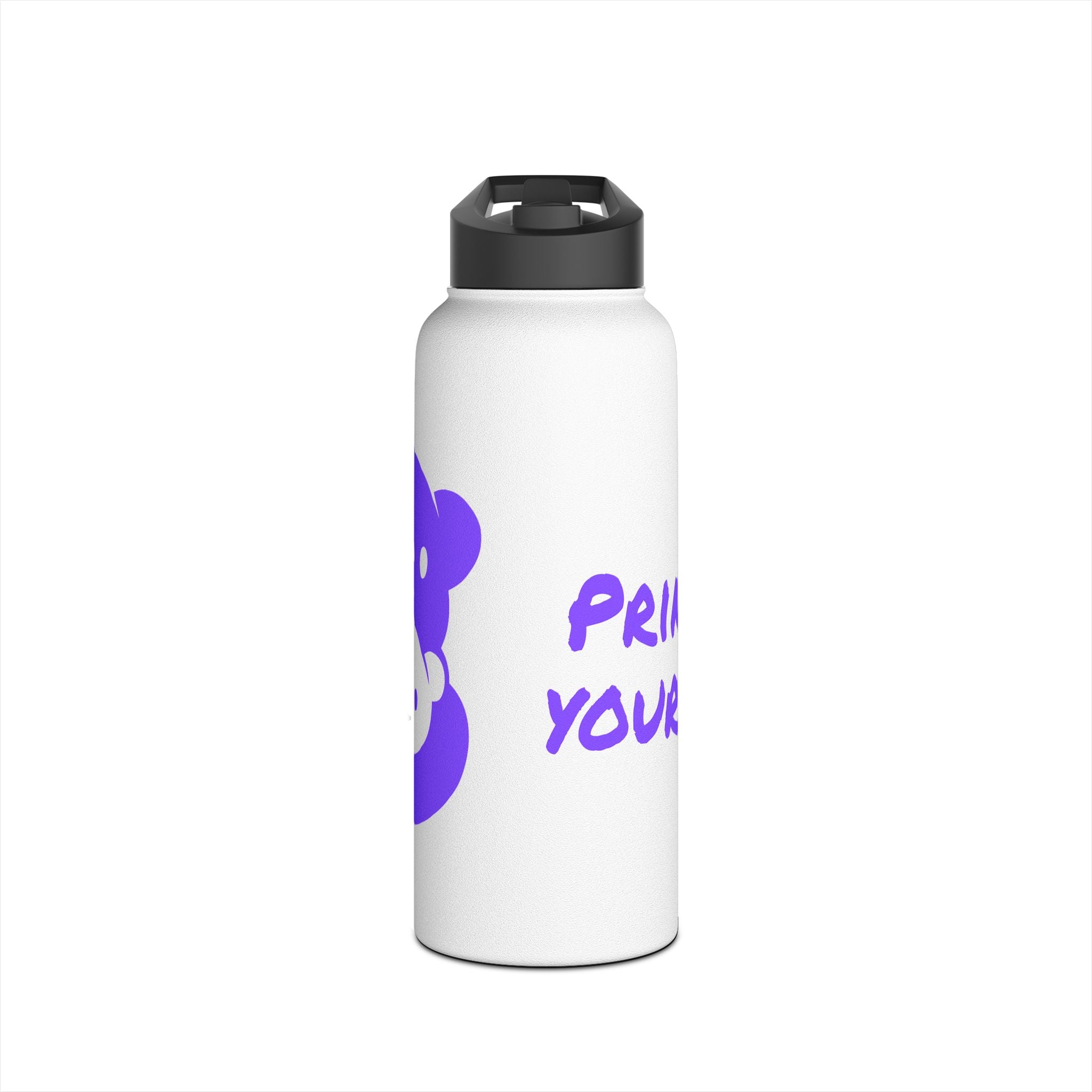 Purple Bear Hug Stainless Steel Water Bottle | White Bright 12oz/18oz/32oz